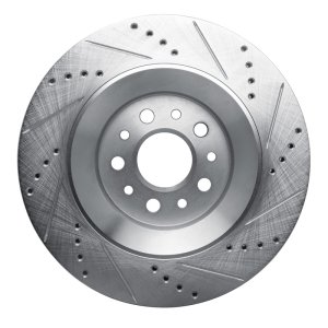 Maserati Levante Brake Rotor (1) - Rear Left - R1 Concepts - Drilled & Slotted - Silver - `17-`24
